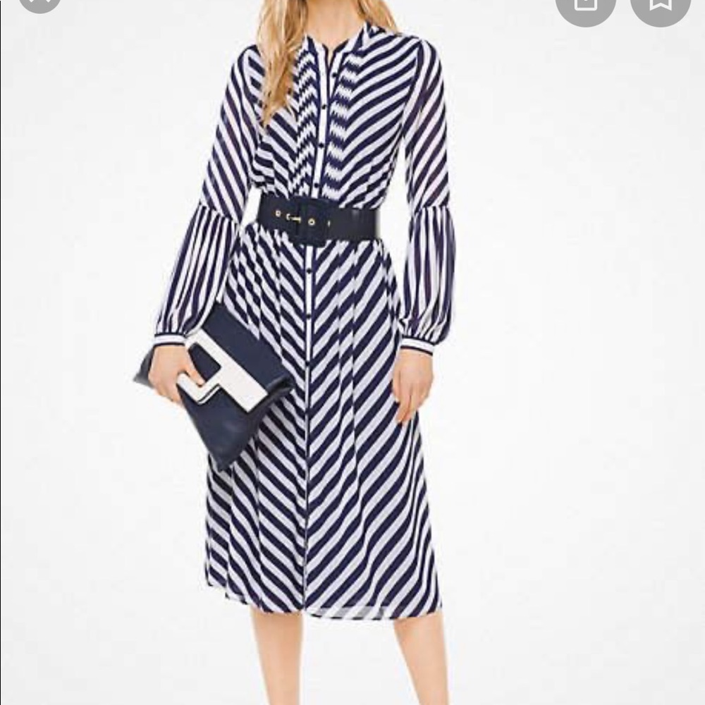 Blue and White Shirt dress